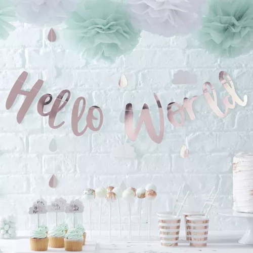 Babaváró dekoráció - "Hello Word" felirat