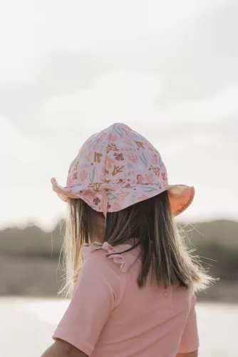 Little Dutch - Gyerek kifordítható napvédő sapka - Starfish pink / Ocean dreams pink