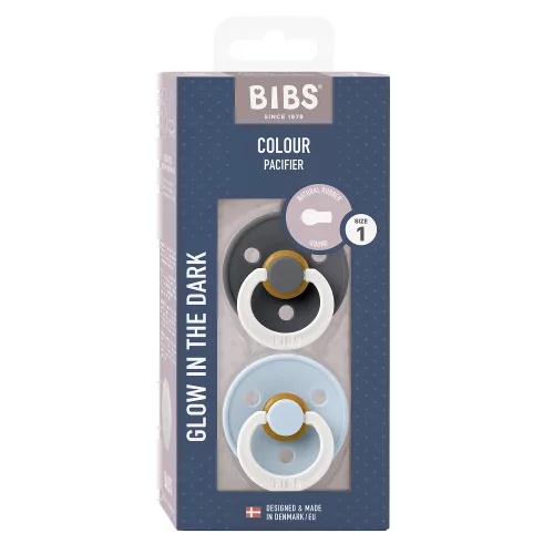 Bibs – Színes cumi – több méretben - grafit/ pasztellkék szett – éjszakai
