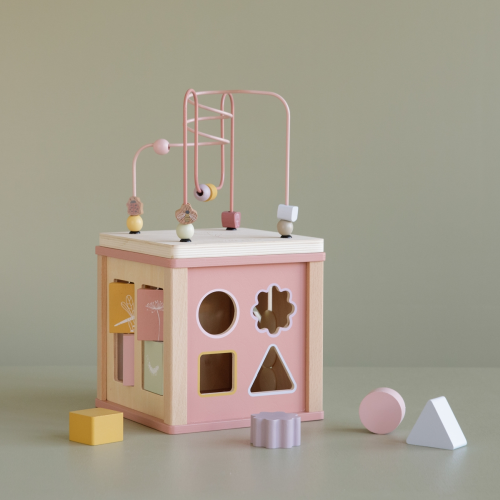 Little Dutch - Készségfejlesztő kocka fából - pink