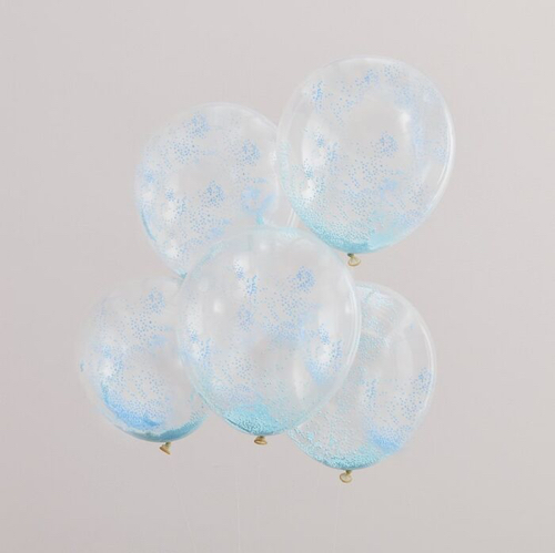 Gyöngy konfettis lufi (5 db) - világoskék
