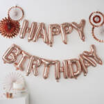 Szülinap lufi – “Happy Birthday” felirat  – Rosegold