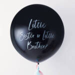 Babaváró konfetti lufi - "Little Brother or Sister?" - fekete