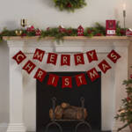 Karácsonyi dekoráció – “Merry Chrismas” felirat – piros, arany