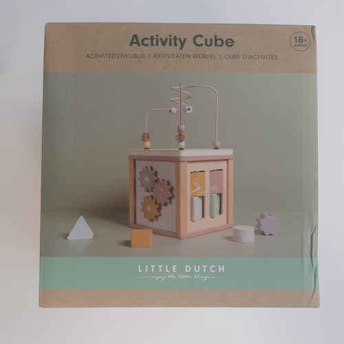 Csomagolássérült - Little Dutch - Készségfejlesztő kocka fából - pink