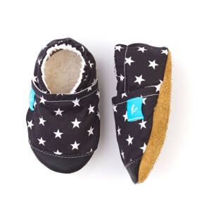 Első lépés cipő - puhatalpú kiscipő - Fekete csillagok