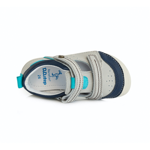 D.D.Step - Nyitott gyerekcipő - zárt szandál - világos szürke, kék mintáva