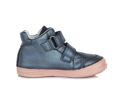 D.D.Step – Gyerekcipő – Átmeneti kislány bőrcipő – kék, szívecskék