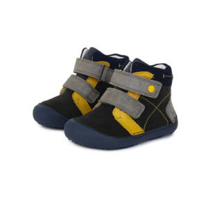 D.D.Step - Gyerekcipő - Átmeneti barefoot bőrcipő - fekete, sárga