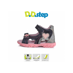 D.D.Step – Nyitott gyerekcipő – bőr szandál - sötétkék, rózsaszín -kislány