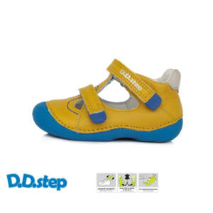 D.D Step - Nyitott gyerekcipő - Zárt bőrszandál - sárga, kék