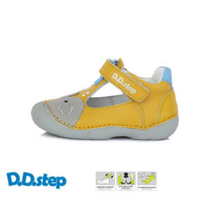 D.D Step - Nyitott gyerekcipő - Zárt bőrszandál - sárga, elefánt
