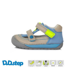 D.D Step - Nyitott gyerekcipő - Zárt szandál - barefoot, bőr - szürke, kék