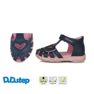 D.D Step - Nyitott gyerekcipő - Magasszárú bőr szandál - Sötétkék szív