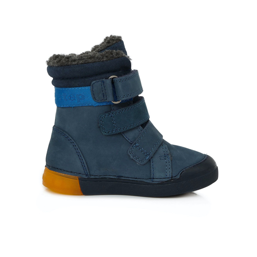 D.D.Step - Gyerekcipő - Téli bélelt, tépőzáras, bőr bokacsizma - fekete, kék