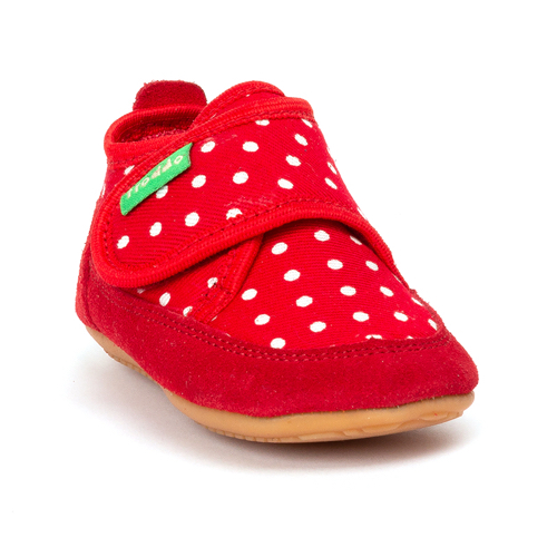FRODDO - Puhatalpú benti cipő - vászon és bőr - piros, pöttyös