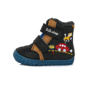 D.D.Step - Gyerekcipő - Téli magasszárú bélelt bőrcipő - fekete, autók