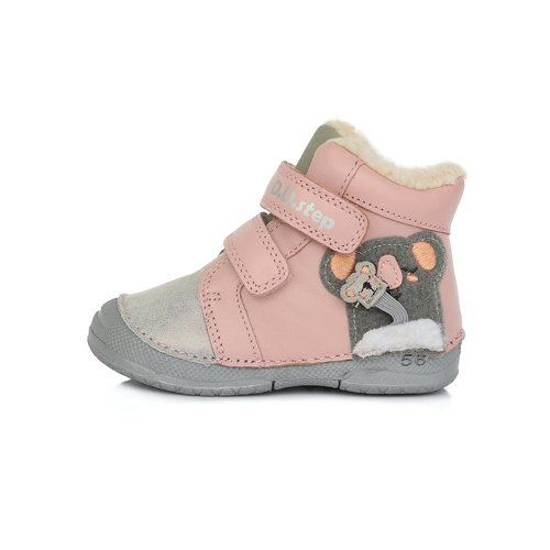 D.D.Step - Gyerekcipő - Téli bélelt bőr bokacipő - rózsaszín, koala