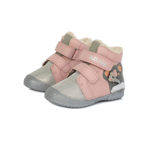 D.D.Step - Gyerekcipő - Téli bélelt bőr bokacipő - rózsaszín, koala