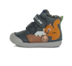 D.D.Step – Gyerekcipő – Téli bélelt bőr bokacipő – kék, mókusos
