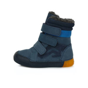 D.D.Step - Gyerekcipő - Téli bélelt, tépőzáras, bőr bokacsizma - fekete, kék