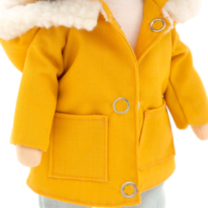 Sweet Sisters - játékbaba ruha szett - mustár parka kabát, nadrág, felső, sapka