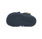 D.D. Step - Nyitott gyerekcipő - Zárt szandál - Barefoot, bőr - kék, dínó